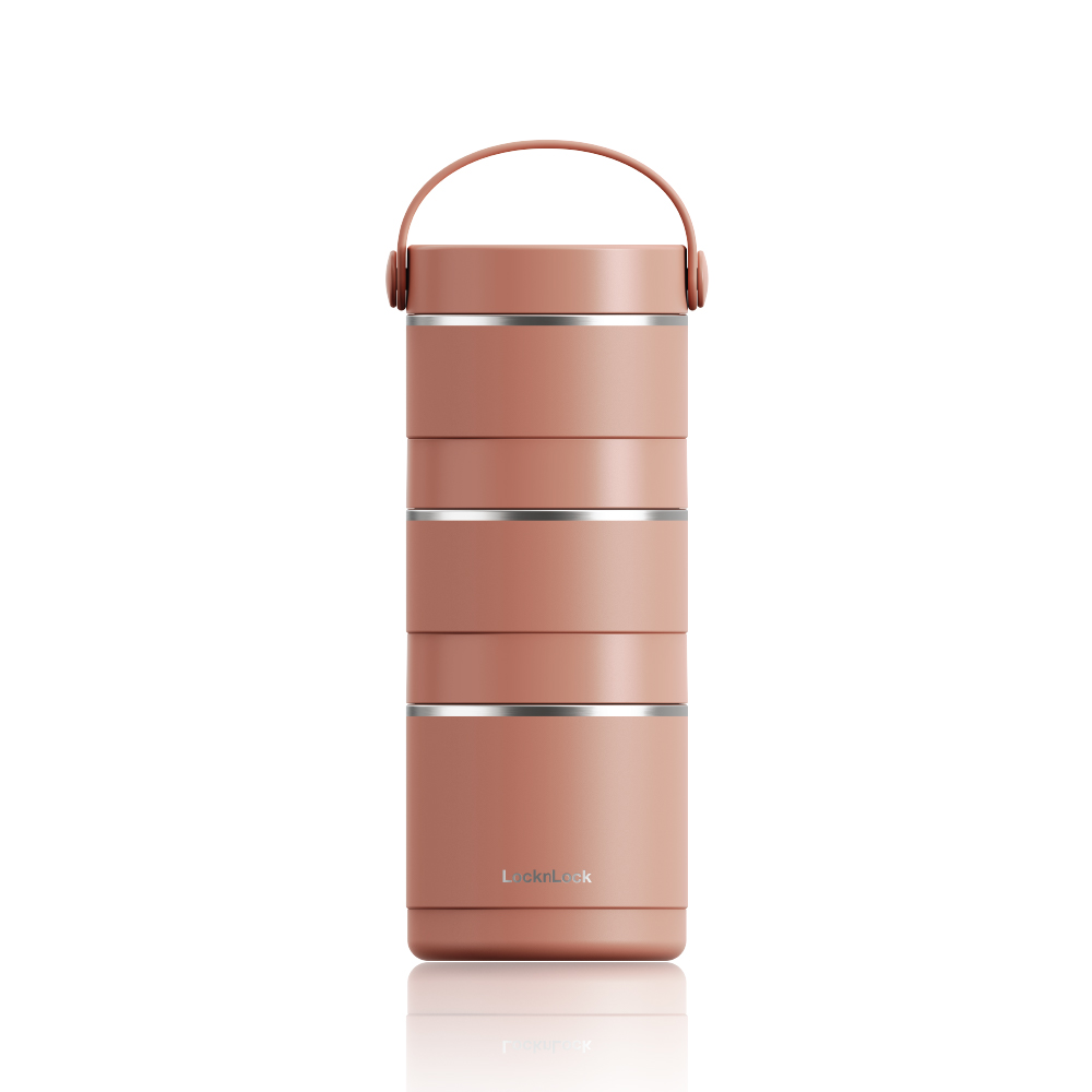 Bộ hộp cơm giữ nhiệt LocknLock Tower Vacuum Lunch Box (380MLx2, 400MLx1) - 3 màu (Be, Nâu, Xanh Lá Đậm) - LHC8058, , large image number 3
